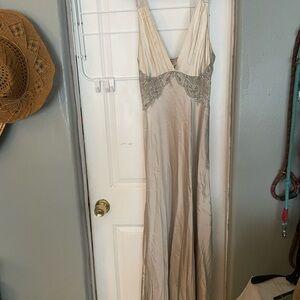 Elegant Beige Silk Gown